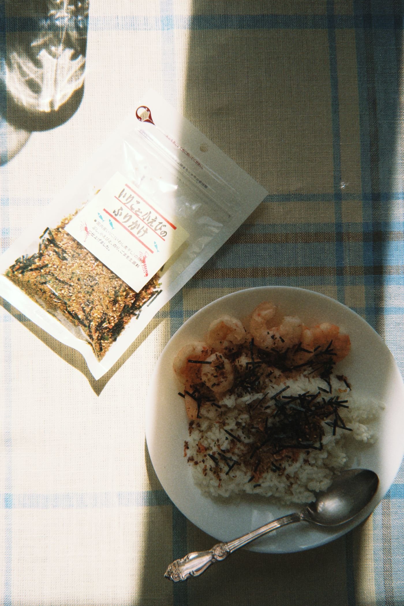 Bright overhead food composition in natural light